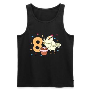 Au Poulet - Anniversaire Enfants 8 ans - Débardeur bio Premium Homme - noir - Devant - Michal (187cm)