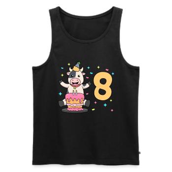 Avec vache - anniversaire des enfants 8 ans - Débardeur bio Premium Homme - noir - Devant - AI Model Male 178 light (178cm)