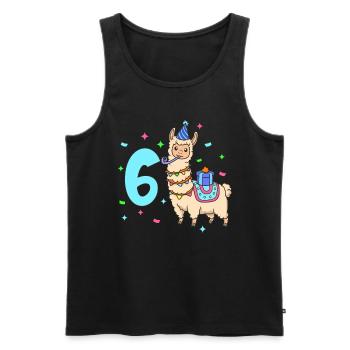 Mit Lama - Kinder Geburtstag 6 Jahre - Männer Premium Bio Tank Top - Schwarz - Vorne - Michal (187cm)