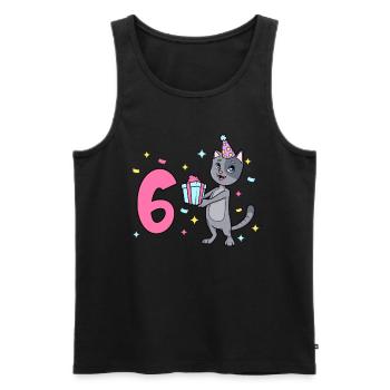 Mit Katze - Mädchen Geburtstag 6 Jahre - Männer Premium Bio Tank Top - Schwarz - Vorne - Michal (187cm)