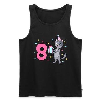 Avec Chat - Anniversaire Fille 8 Ans - Débardeur bio Premium Homme - noir - Devant - Michal (187cm)