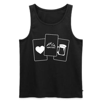 Herz - Bier - Berg - - Männer Premium Bio Tank Top - Schwarz - Vorne - Michal (187cm)