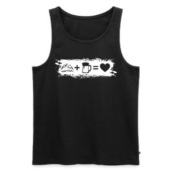 Grunge Rectangle - Heart - Beer - Mountain - - Men's Premium Organic Tank Top - black - Front - Michal (187cm)
