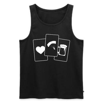 Herz - Bier - Gleitschirmfliegen - - Männer Premium Bio Tank Top - Schwarz - Vorne - Michal (187cm)