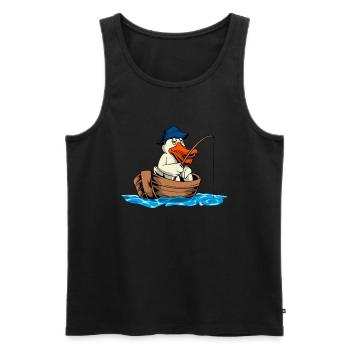 Pelikan beim Angeln - Angler - Männer Premium Bio Tank Top - Schwarz - Vorne - AI Model Male 178 light (178cm)