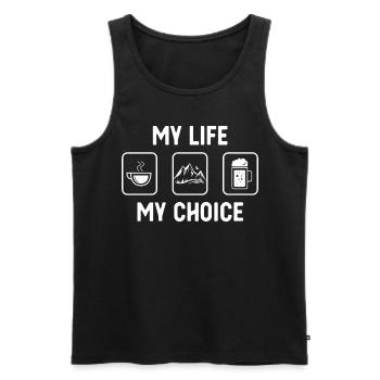 Mein Leben, meine Wahl - Bier - Berg - - Männer Premium Bio Tank Top - Schwarz - Vorne - Michal (187cm)