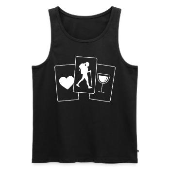 Herz - Wein - Weiblich Wandern - - Männer Premium Bio Tank Top - Schwarz - Vorne - Michal (187cm)