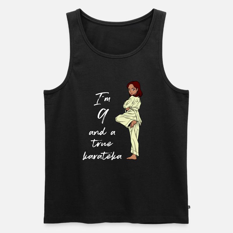 Ich bin 9 - Mädchen Karate - Männer Premium Bio Tank Top - Schwarz