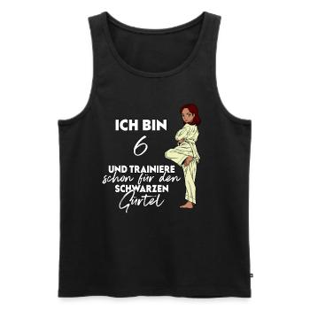 Ich bin 6 - Mädchen Karate - Männer Premium Bio Tank Top - Schwarz - Vorne - Michal (187cm)