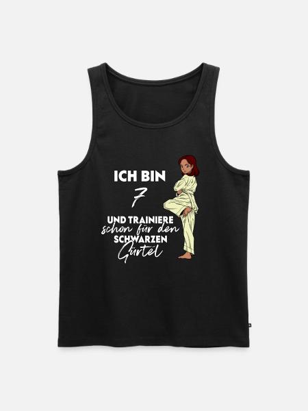 Ich bin 7 - Mädchen Karate - Männer Premium Bio Tank Top - Schwarz