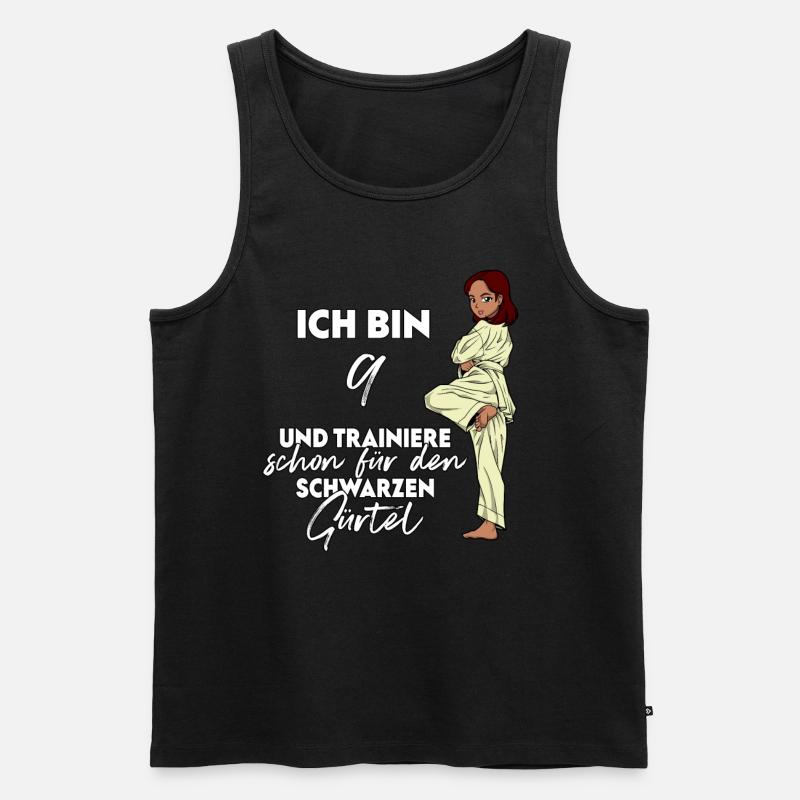 Ich bin 9 - Mädchen Karate - Männer Premium Bio Tank Top - Schwarz