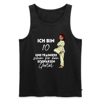 Ich bin 10 - Mädchen Karate - Männer Premium Bio Tank Top - Schwarz - Vorne - AI Model Male 178 light (178cm)