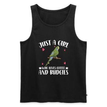 Amoureux de Budgerigar | Cadeaux Budgerigars - Débardeur bio Premium Homme - noir - Devant - Michal (187cm)