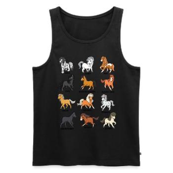 De nombreuses races de chevaux - Chevaux Kawaii de dessin animé - Débardeur bio Premium Homme - noir - Devant - AI Model Male 178 light (178cm)