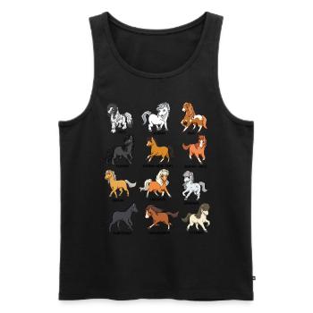 Cartoon Kawaii Horses - Horse Motif - Men's Premium Organic Tank Top - black - Front - Michal (187cm)