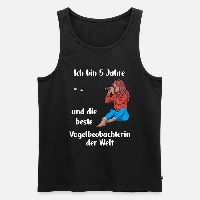 Ich bin 5 - Mädchen Vogelbeobachtung - Männer Premium Bio Tank Top - Schwarz