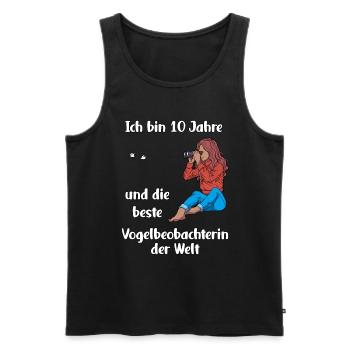 Ich bin 10 - Mädchen Vogelbeobachtung - Männer Premium Bio Tank Top - Schwarz - Vorne - AI Model Male 178 light (178cm)