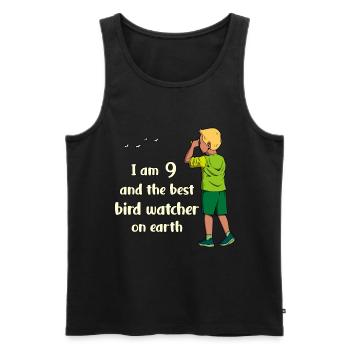I'm 9 - Boy Birdwatching - Men's Premium Organic Tank Top - black - Front - Michal (187cm)