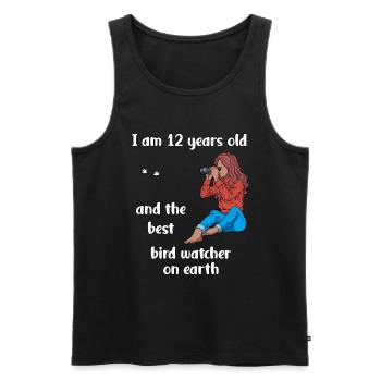 Ich bin 12 - Mädchen Vogelbeobachtung - Männer Premium Bio Tank Top - Schwarz - Vorne - Michal (187cm)