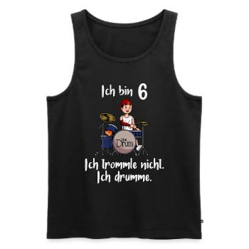 Ich bin 6 - Jungen Schlagzeuger - Männer Premium Bio Tank Top - Schwarz - Vorne - AI Model Male 178 light (178cm)