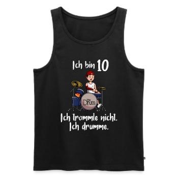 Ich bin 10 - Jungen Schlagzeuger - Männer Premium Bio Tank Top - Schwarz - Vorne - AI Model Male 178 light (178cm)