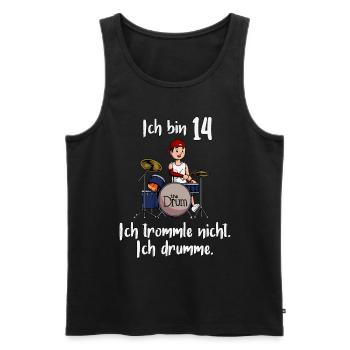 Ich bin 14 - Jungen Schlagzeuger - Männer Premium Bio Tank Top - Schwarz - Vorne - AI Model Male 178 light (178cm)