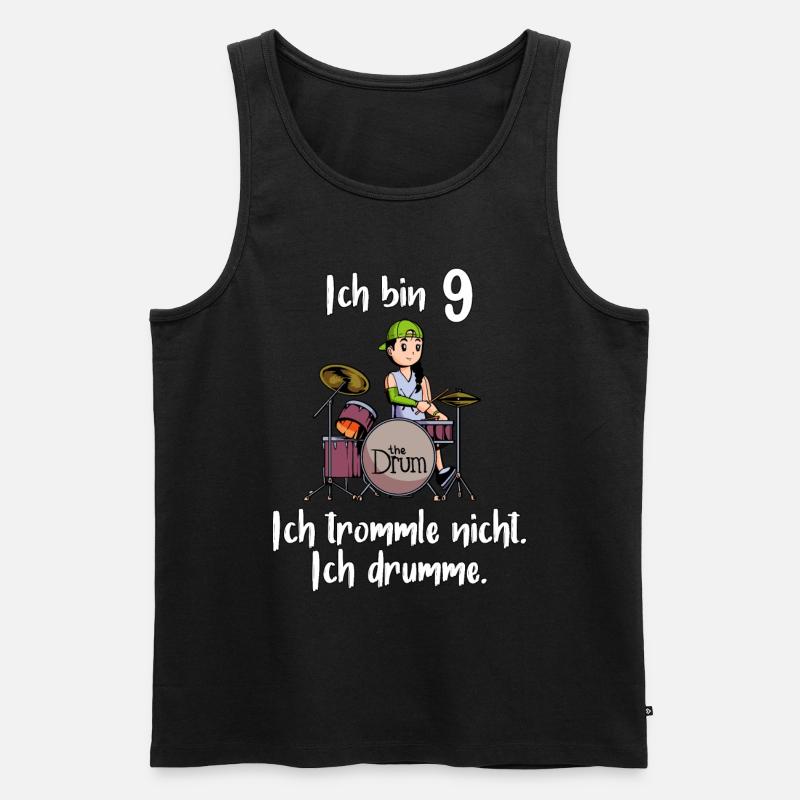 Ich bin 9 - Mädchen Schlagzeuger - Männer Premium Bio Tank Top - Schwarz