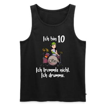 Ich bin 10 - Mädchen Schlagzeuger - Männer Premium Bio Tank Top - Schwarz - Vorne - AI Model Male 178 light (178cm)