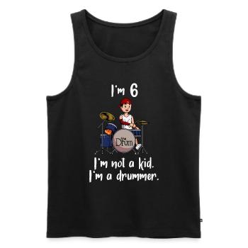 Ich bin 6 - Jungen Schlagzeuger - Männer Premium Bio Tank Top - Schwarz - Vorne - AI Model Male 178 light (178cm)