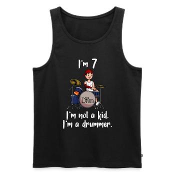Ich bin 7 - Jungen Schlagzeuger - Männer Premium Bio Tank Top - Schwarz - Vorne - AI Model Male 178 light (178cm)