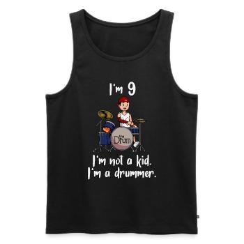 Ich bin 9 - Jungen Schlagzeuger - Männer Premium Bio Tank Top - Schwarz - Vorne - AI Model Male 178 light (178cm)