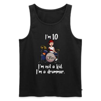 Ich bin 10 - Jungen Schlagzeuger - Männer Premium Bio Tank Top - Schwarz - Vorne - AI Model Male 178 light (178cm)