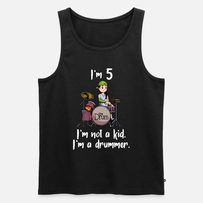 Ich bin 5 - Mädchen Schlagzeuger - Männer Premium Bio Tank Top - Schwarz