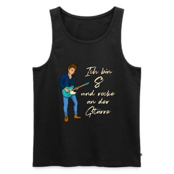 Ich bin 8 - Jungen Gitarrist - Männer Premium Bio Tank Top - Schwarz - Vorne - Michal (187cm)