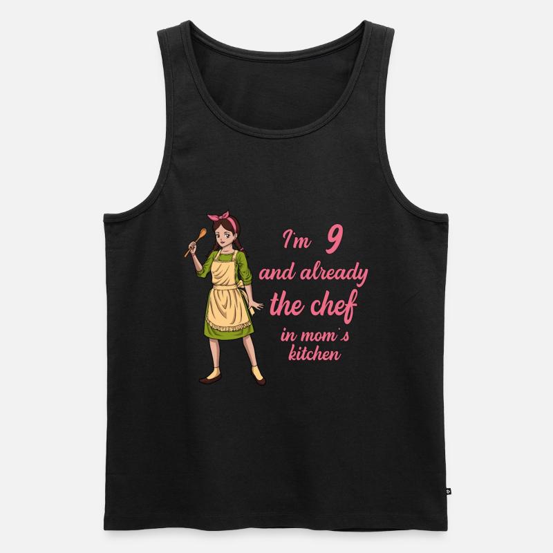 Ich bin 9 - Mädchen Koch - Männer Premium Bio Tank Top - Schwarz