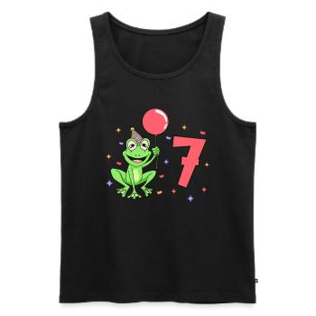 With frog - children's birthday 7 years - Men's Premium Organic Tank Top - black - Front - AI Model Male 178 light (178cm)
