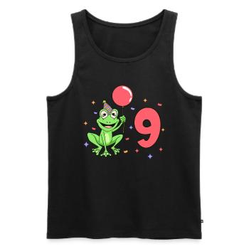 With frog - children's birthday 9 years - Men's Premium Organic Tank Top - black - Front - AI Model Male 178 light (178cm)