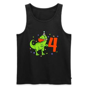 Mit TREX - Jungs Geburtstag 4 Jahre - Männer Premium Bio Tank Top - Schwarz - Vorne - AI Model Male 178 light (178cm)