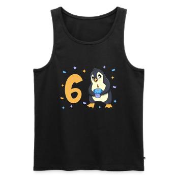 Mit Pinguin - Kinder Geburtstag 6 Jahre - Männer Premium Bio Tank Top - Schwarz - Vorne - Michal (187cm)