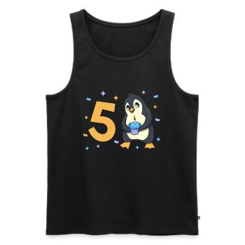 With Penguin - Children Birthday 5 years - Men's Premium Organic Tank Top - black - Front - Michal (187cm)