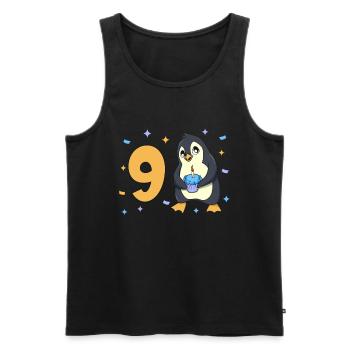 Mit Pinguin - Kinder Geburtstag 9 Jahre - Männer Premium Bio Tank Top - Schwarz - Vorne - Michal (187cm)