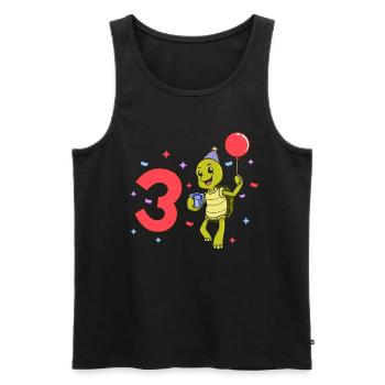 With turtle - children's birthday 3 years - Men's Premium Organic Tank Top - black - Front - Michal (187cm)