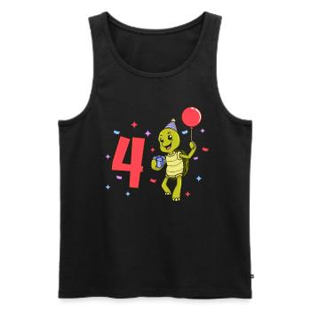 Avec tortue - anniversaire des enfants 4 ans - Débardeur bio Premium Homme - noir - Devant - Michal (187cm)