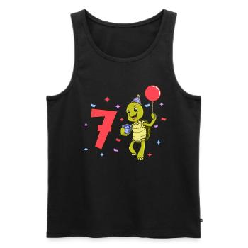Avec tortue - anniversaire des enfants 7 ans - Débardeur bio Premium Homme - noir - Devant - Michal (187cm)