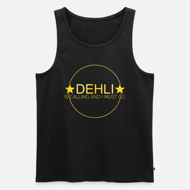 dehli is calling - Männer Premium Bio Tank Top - Schwarz