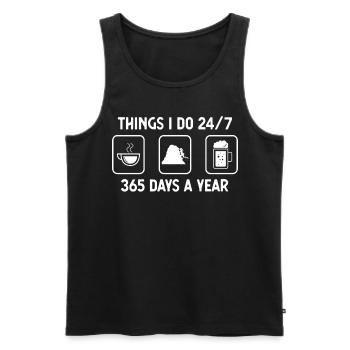 I think 24-7 365 days a year - beer - climbing - Men's Premium Organic Tank Top - black - Front - Michal (187cm)