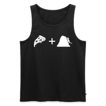 Pizza - Female climbing - - Men's Premium Organic Tank Top - black - Front - AI Model Male 178 light (178cm)