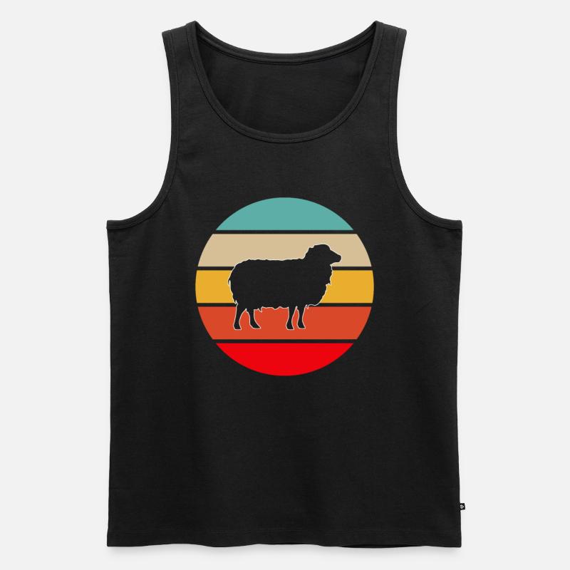 Schaf Retro - Männer Premium Bio Tank Top - Schwarz