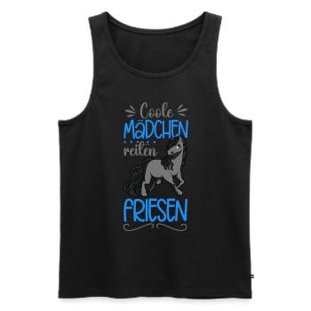 Coole Mädchen reiten Friesen - Männer Premium Bio Tank Top - Schwarz - Vorne - AI Model Male 178 light (178cm)