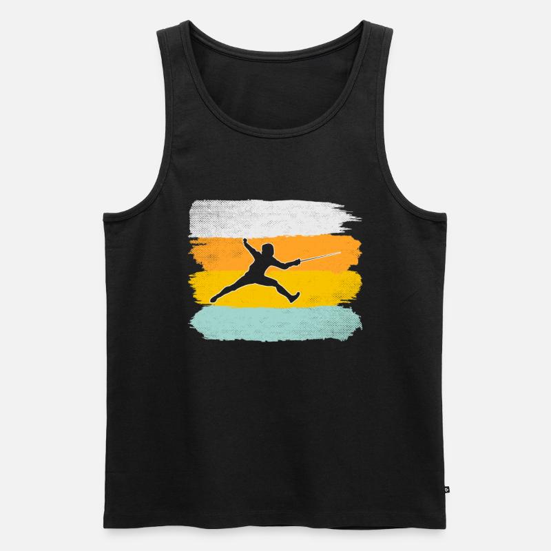 Fechten Retro - Männer Premium Bio Tank Top - Schwarz